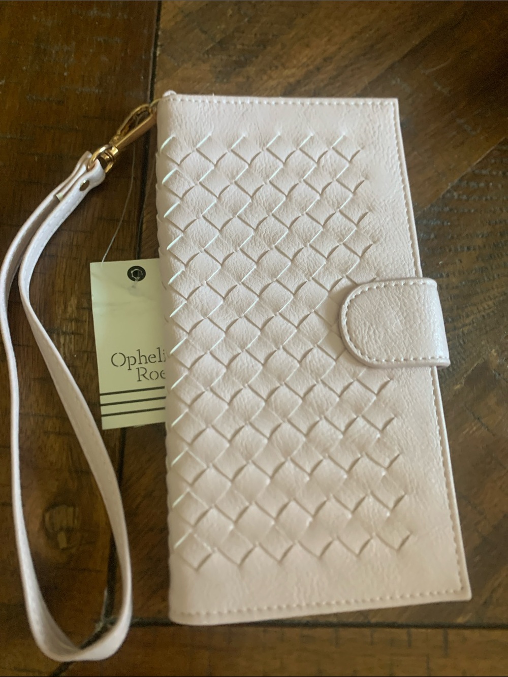 Ophelia Rose Blush Woven Wristlet Clutch